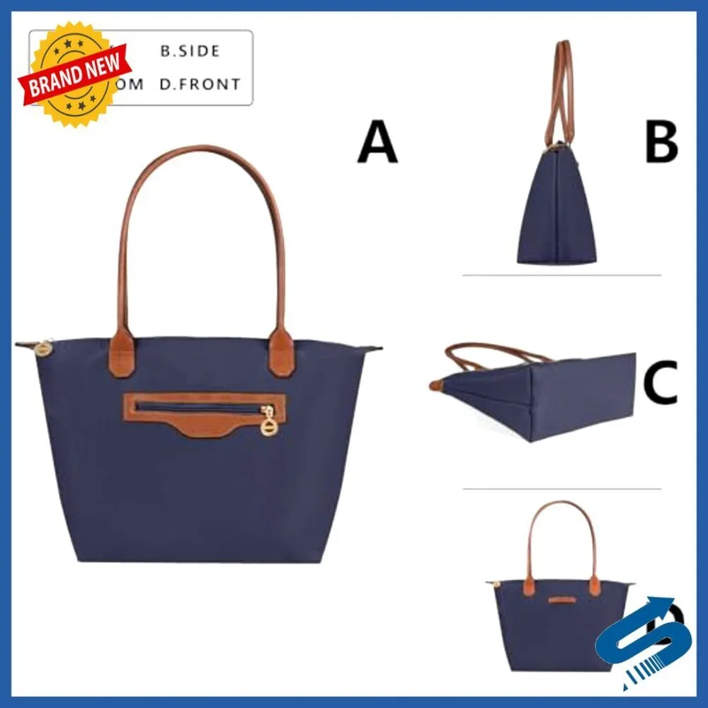 Lightweight Nylon Tote Bag with Zipper Closure Durable Designer Handbag for